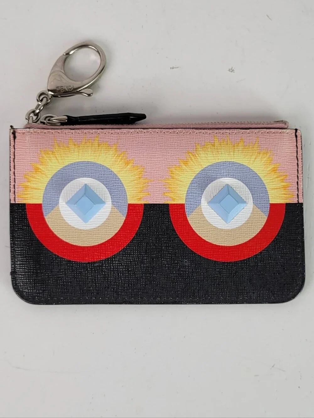 FENDI Hypnoteyes Vitello Leather Keychain Wallet
